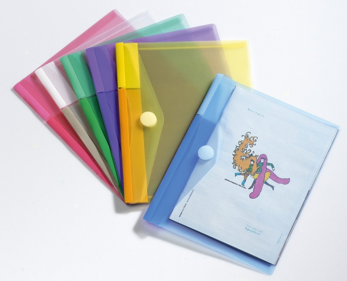 Fächermappe Dokumententasche A5 PP Klettverschluss farbig sortiert 6 Stück