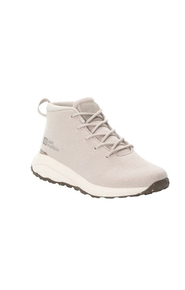 Jack Wolfskin Campfire Mid Wool (Bio-Baumwolle, bequem, atmungsaktiv) grau Damen Wanderschuh
