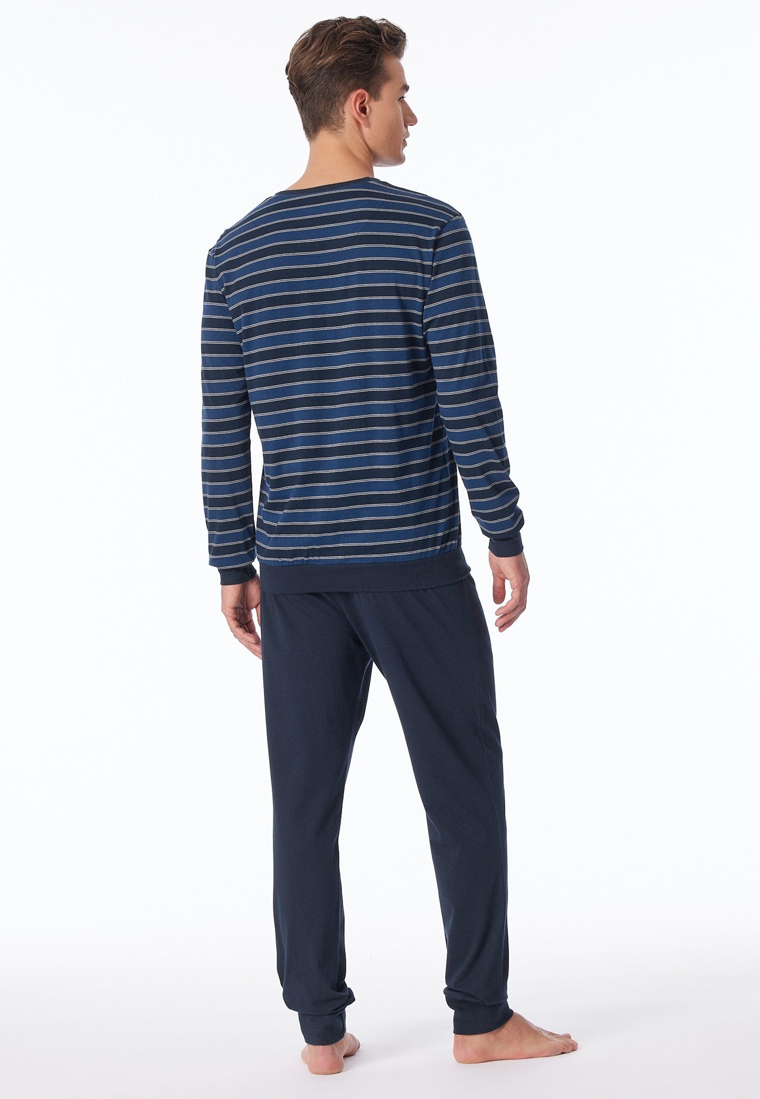 uncover by SCHIESSER Schlafanzug (2 tlg) Rundhalsausschnitt, Langarm, Single Jersey, feine Blockstreifen