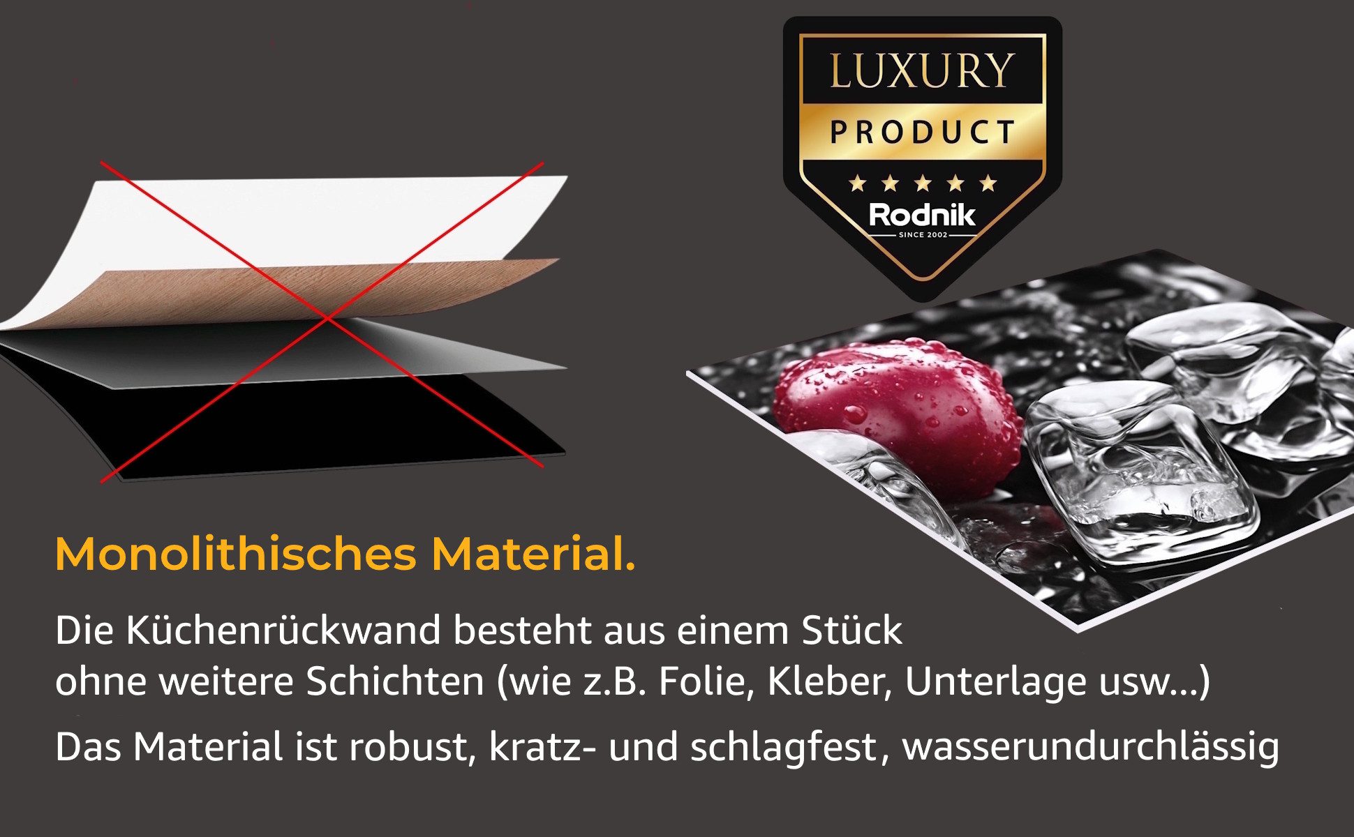 Rodnik Küchenrückwand Aquarell, ABS-Kunststoff Platte Monolith in DELUXE Qualität mit Direktdruck