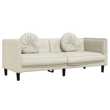 vidaXL Sofa 3-tlg. Sofagarnitur mit Kissen Creme Samt