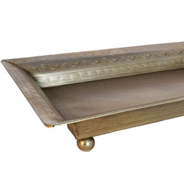 Marrakesch Orient & Mediterran Interior Tablett Orientalisches eckiges Tablett Schale aus Metall Genna 24cm groß, Handarbeit