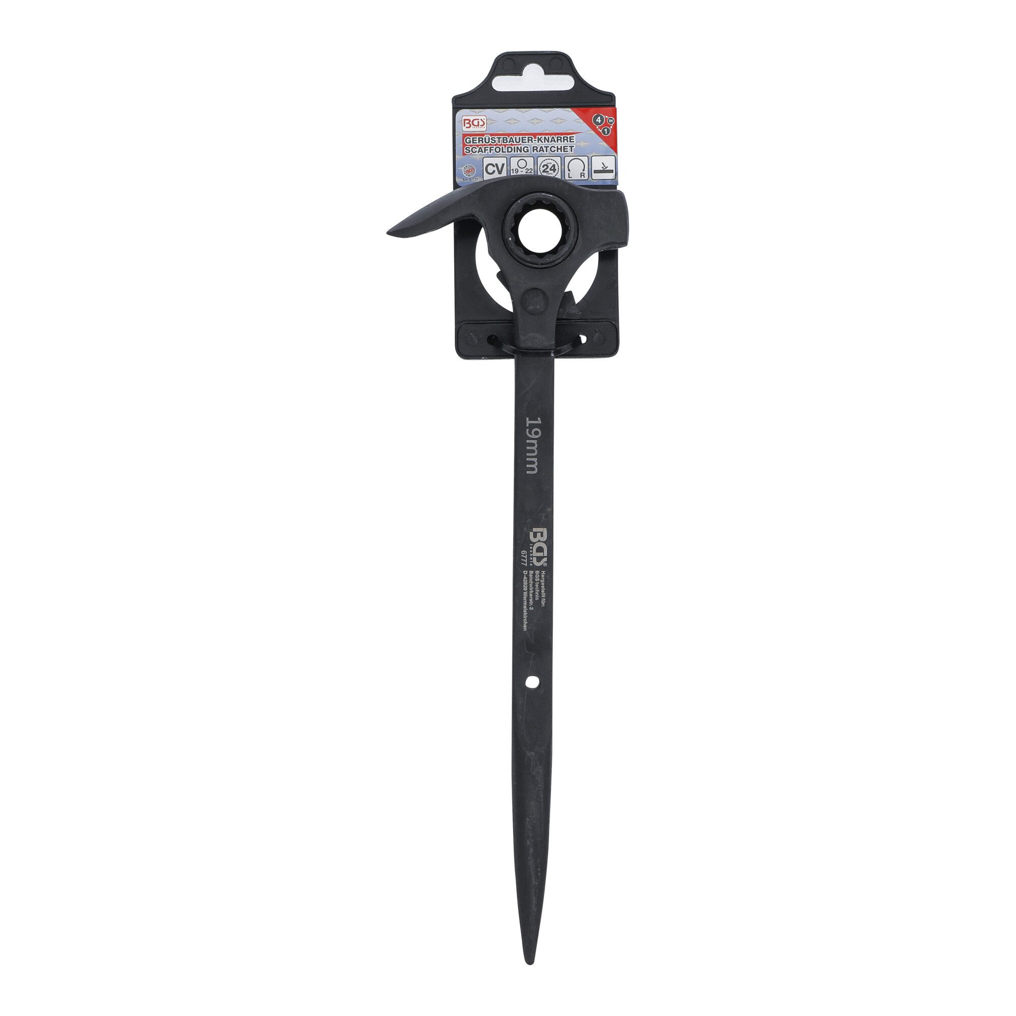 BGS technic Nageleisen BGS Gerüstbauer-Knarre 4-in-1 SW 19 x 22 mm