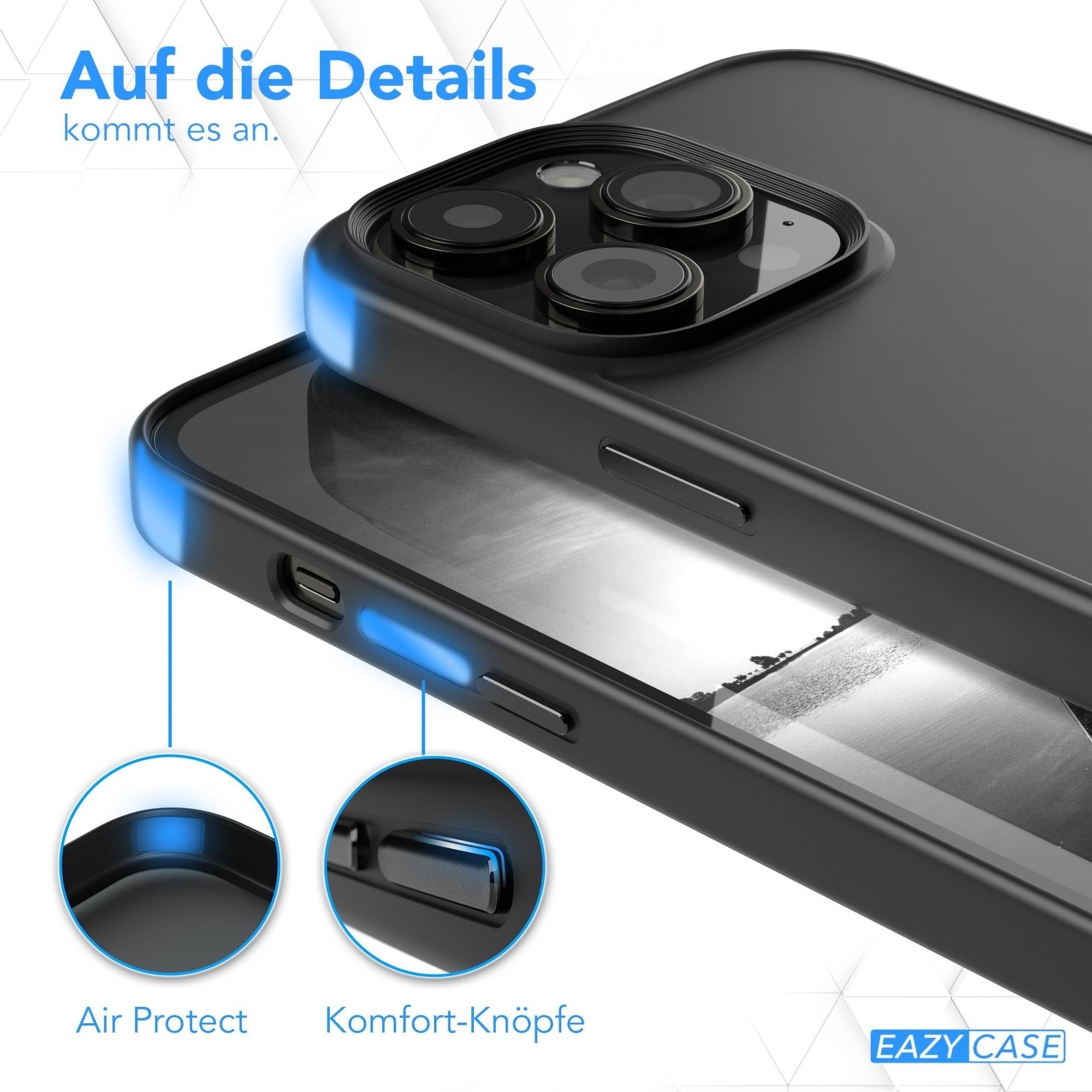 EAZY CASE Handyhülle Outdoor Case für Apple iPhone 14 Pro Max 6,7 Zoll, Hülle Outdoor kratzfest Schutzhülle mit Kameraschutz Robust Schwarz