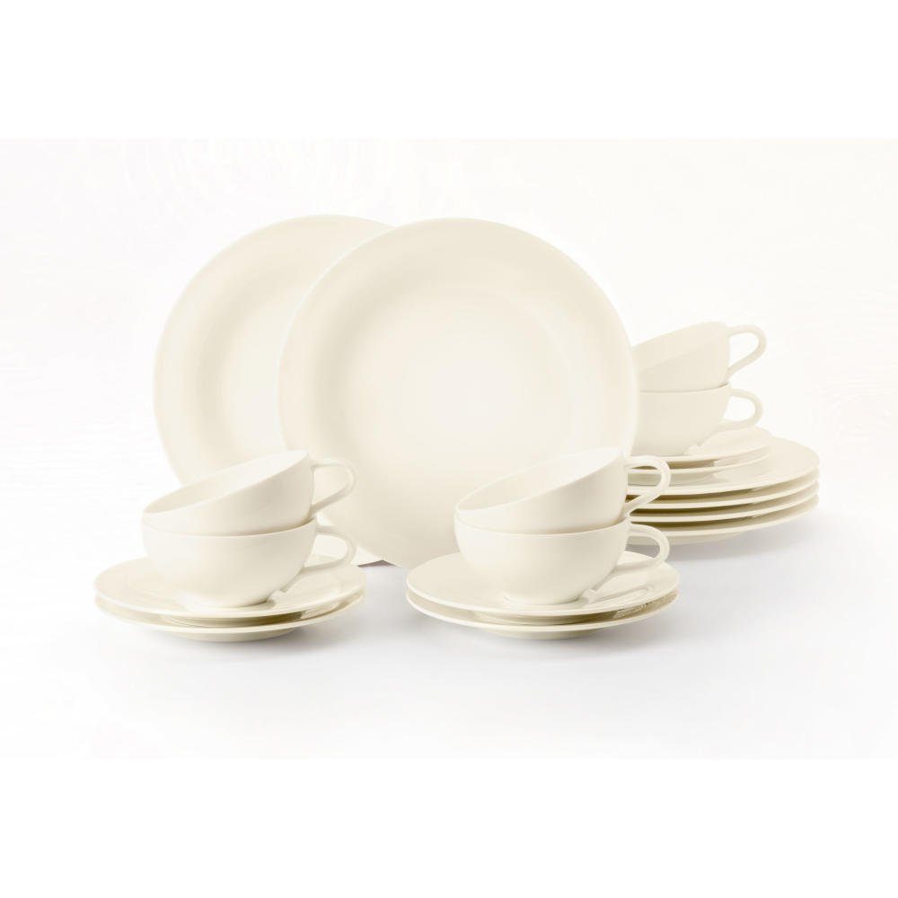 Seltmann Weiden Teeservice Geschirr-Set Medina (18-tlg), 6 Personen,  Porzellan, cremefarbene Optik, Made in Germany, 18 Teile, für 6 Personen,  Made in Germany