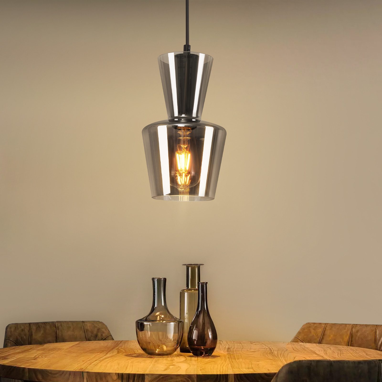 Nettlife Pendelleuchte Esstisch Vintage Rauchgrau Glas günstig online kaufen