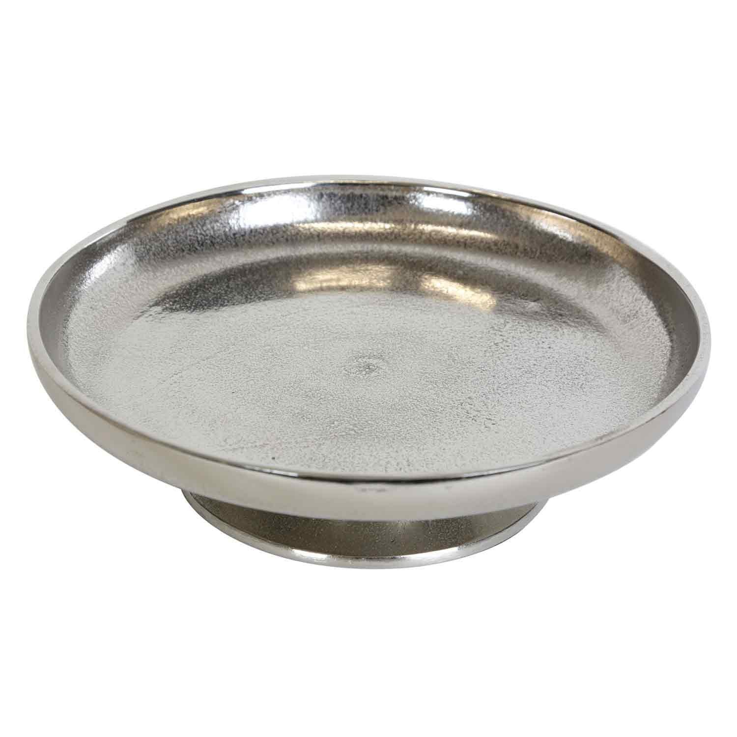 Casa Moro Dekotablett Silber Tablett Livorno L Ø 29cm rund Obstteller Luxus Kuchenplatte (aus Aluminium handgegossen), Serviertablett für Wohnzimmer Esszimmer Küche, ALTB16L