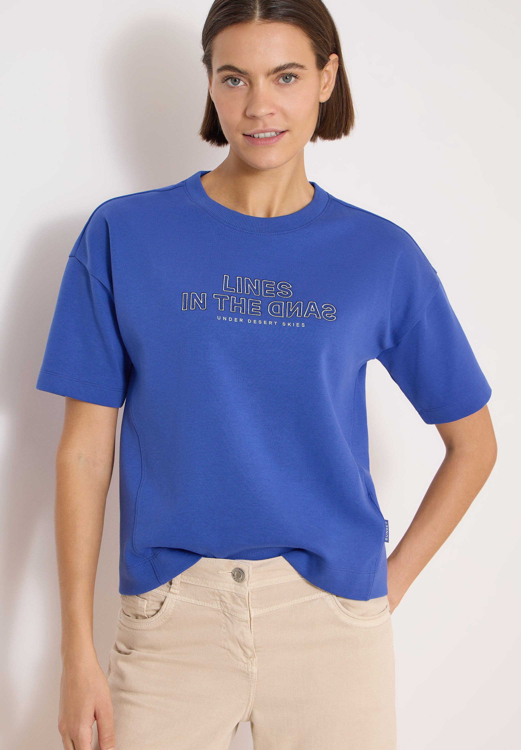 CECIL Sweater Kurzarm Sweatshirt mit Embroidery