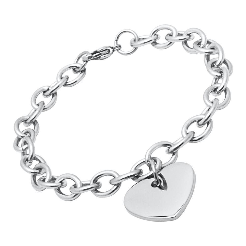 Unique Edelstahlarmband mit groben Kettengliedern und glänzendem Herzanhäng günstig online kaufen
