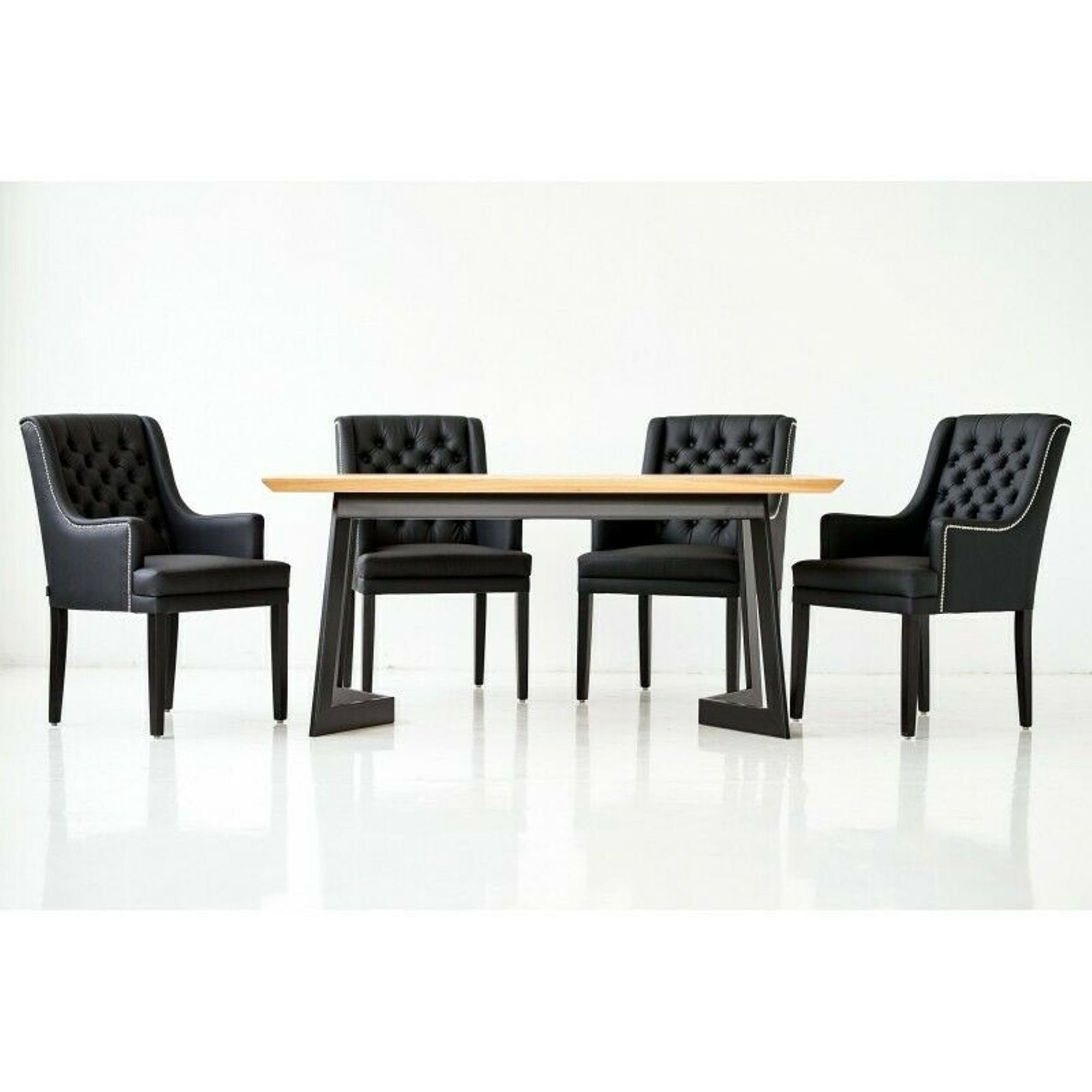 JVmoebel Essgruppe, Design Esszimmer Tisch 4 Chesterfield Lehnstühle Sitz Gruppe Stühle Sessel Stuhl