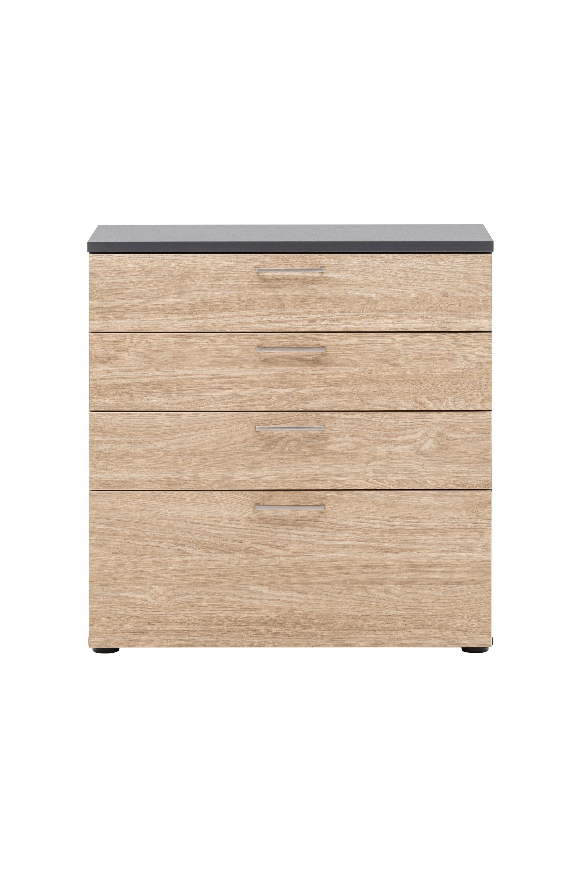 MÖBELPARTNER Aktenschrank Schubladenschrank Hippo, HxBxT 84x80x40 cm, Lichtgrau Eiche