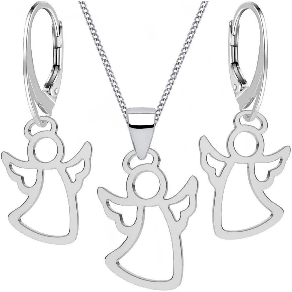 Schmuckset Schmuckset Schutzengel Brisur Ohrringe Anhänger 40cm Kette 925 Silber