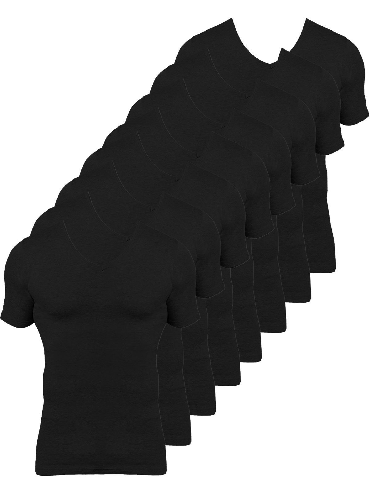 Cotton KUMPF Bio Unterziehshirt Herren 8-St) 8er hohe T-Shirt Sparpack (Spar-Set, schwarz Markenqualität