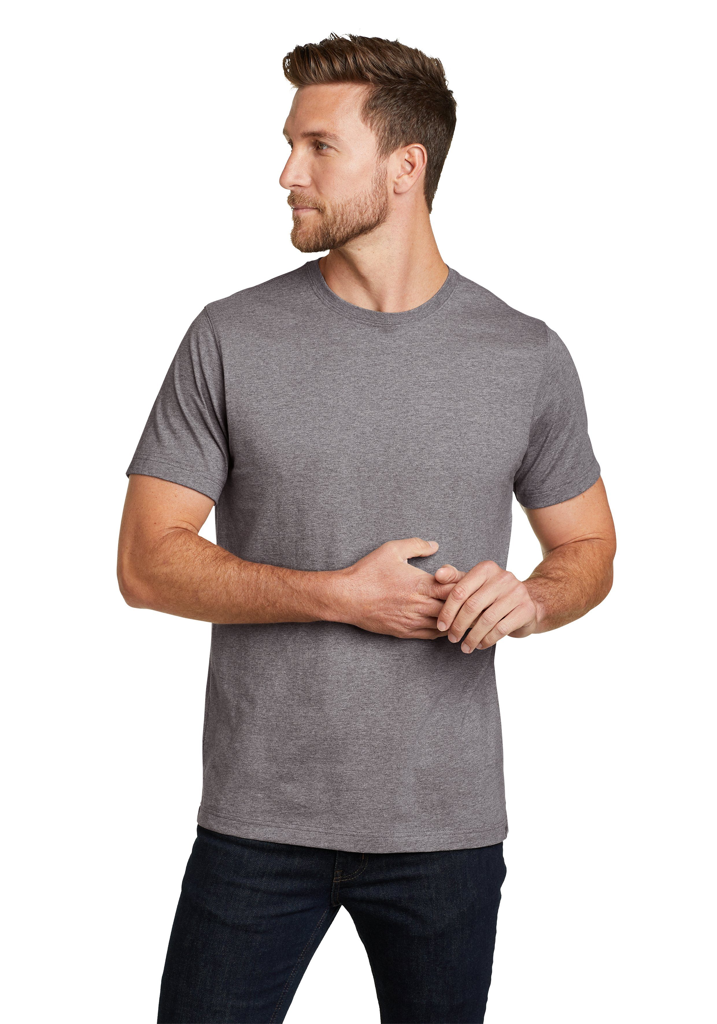 Eddie Bauer T-Shirt Legend Wash Pro Shirt 100% Baumwolle - Kurzarm Meliertes Grau