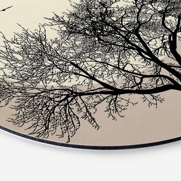 K&L Wall Art Gemälde Metallposter Winter Baum des Lebens Vintage Wanddeko Kubistika, Metalloptik Wandbild Ø 30cm