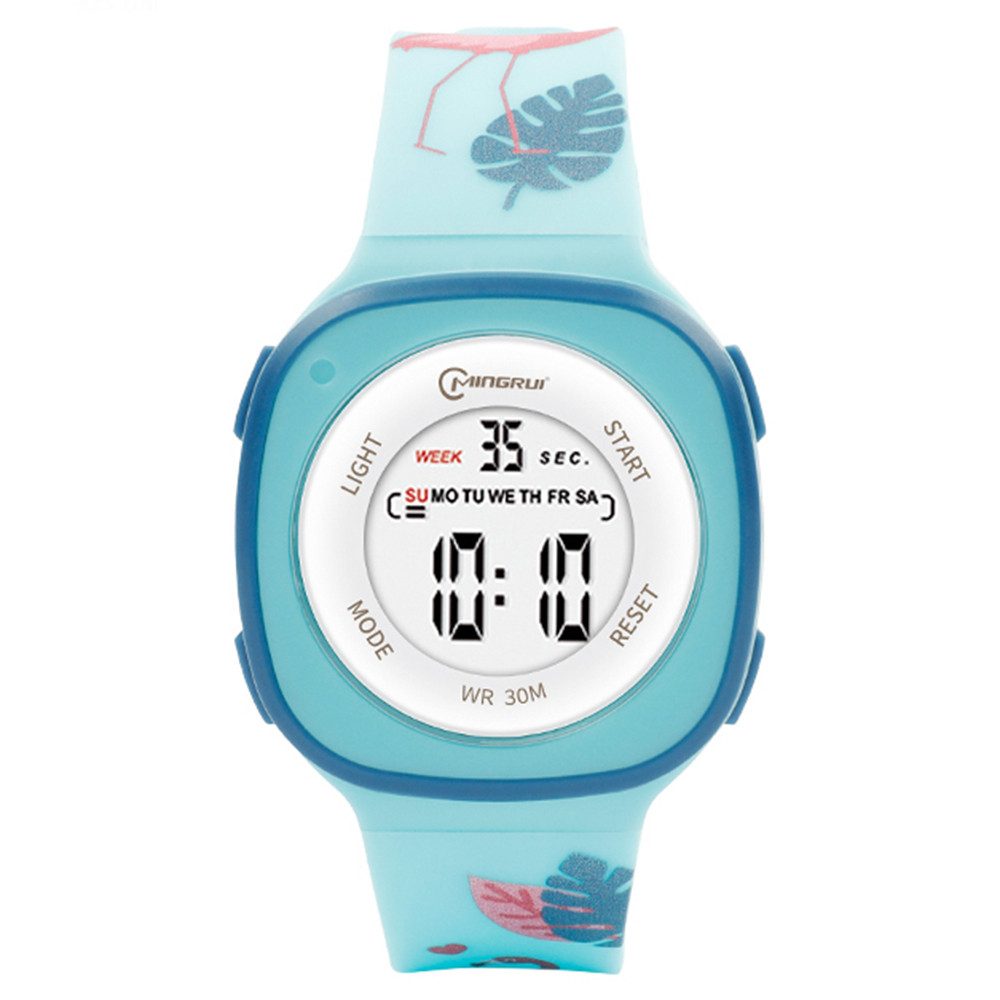 K&L Wall Art Digitaluhr Kinder Armbanduhr Schmetterling Flamingo Silikonuhr für Mädchen, Licht, Wecker, Wochentag, Stoppuhr, Silikonarmband, 3ATM