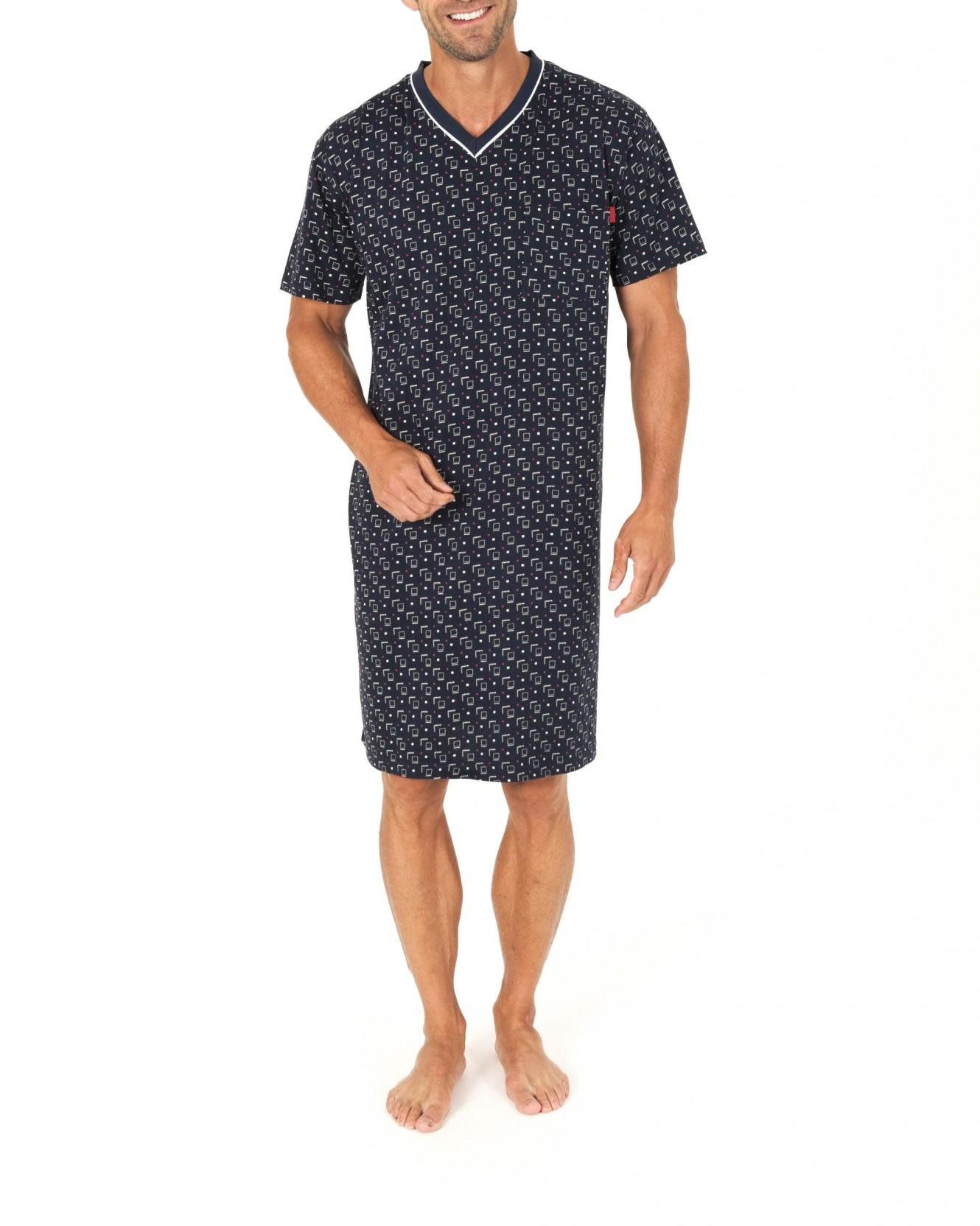 Normann Pyjama Normann Herren kurzarm Nachthemd in eleganter Optik