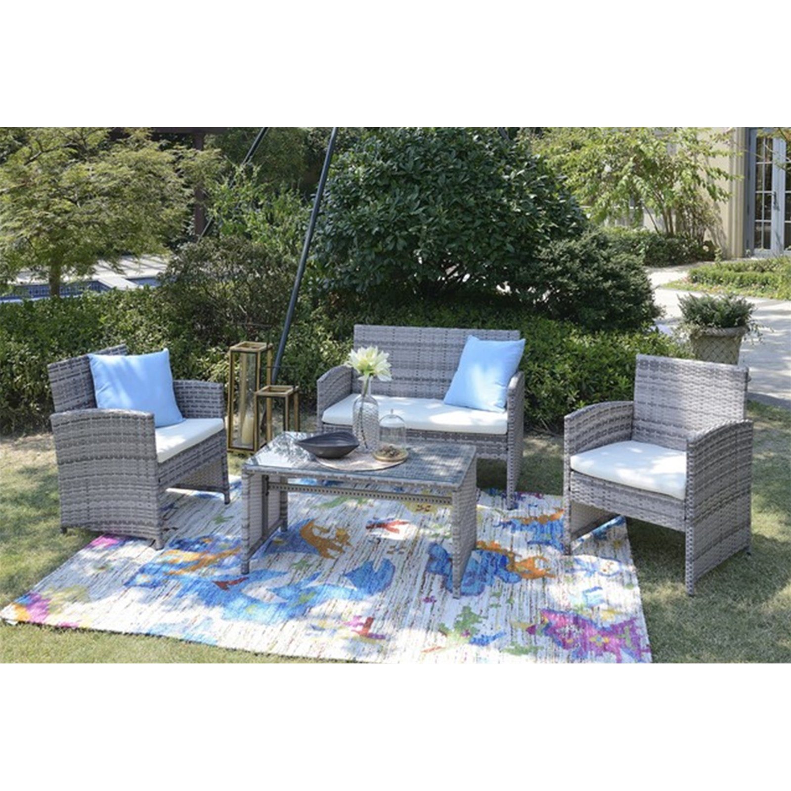 Hti Line Sitzgruppe Terrassenmobel Zypern 1x 2 Sitzer 2x Sessel 1x Tisch Inkl Auflagen 4 Tlg Terrassenmobel Online Kaufen Otto