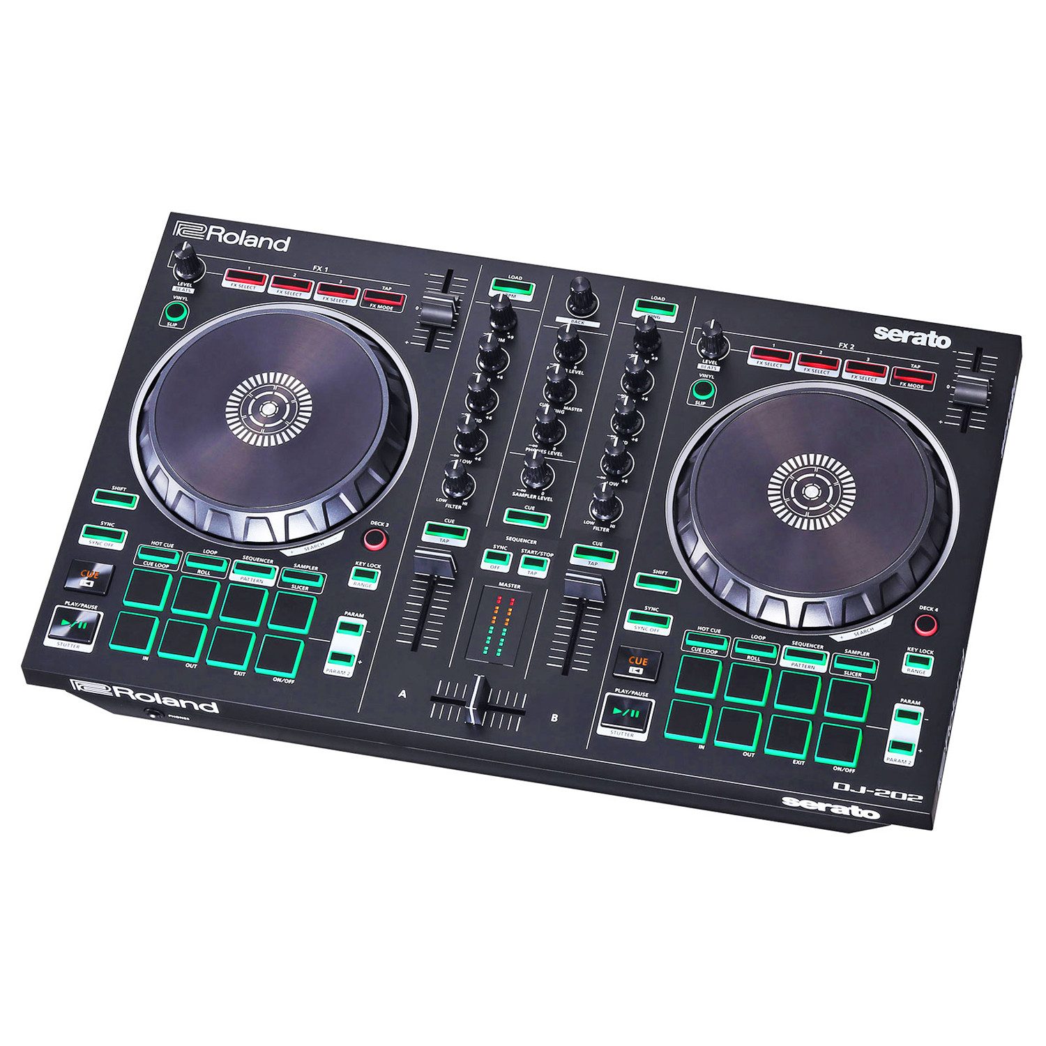 Roland Audio DJ Controller Roland DJ-202 2-Kanal 4-Deck USB-DJ-Controller, enthält Serato DJ Intro
