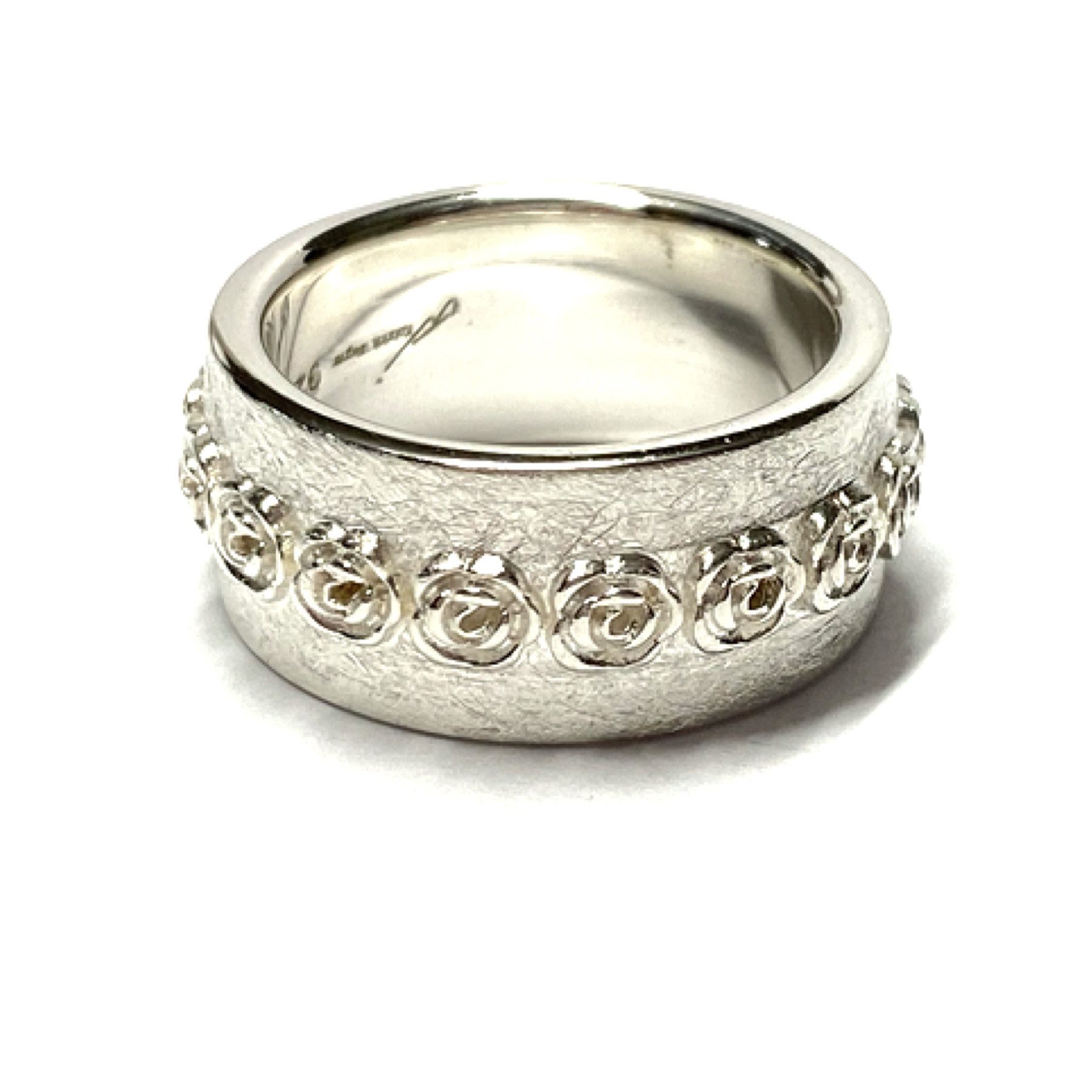 Silberring Ring 925 Silber Rosen Motiv Bandring Rosenring breit massiv #53