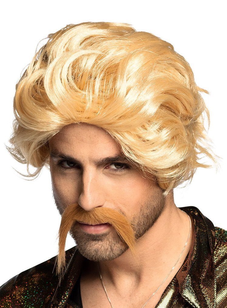 Kostüm-Perücke Macker Set blond - Kostüm Perücke & Bart Fasching