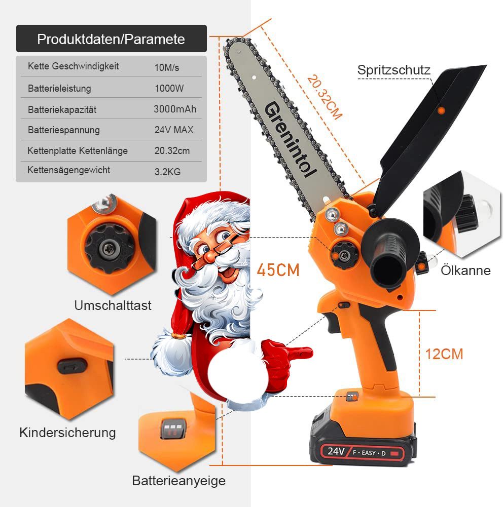 Grenintol Akku-Kettensäge 8 Zoll Mini Kettensäge günstig online kaufen