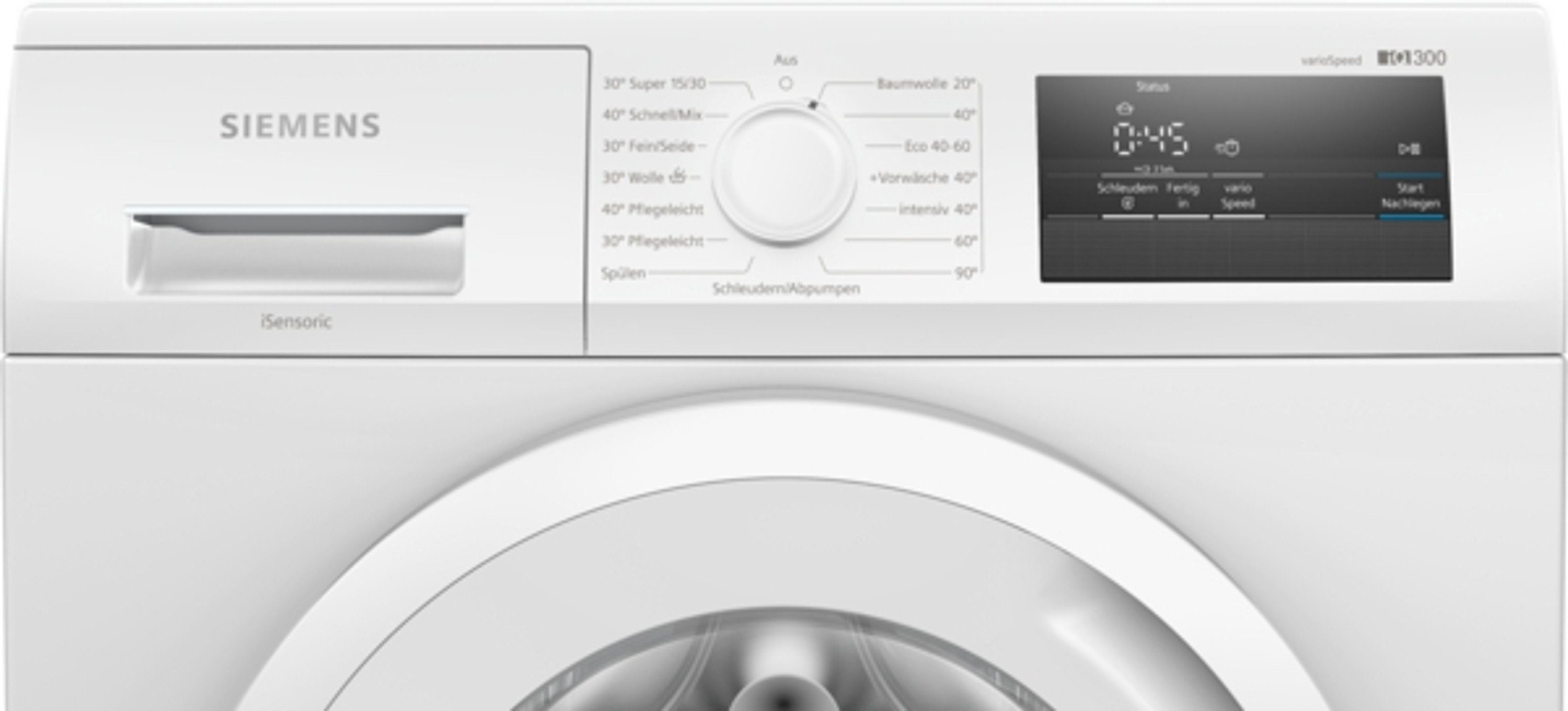 SIEMENS Waschmaschine WM14N0A2, 7 kg, 1400 U/min, speedPack L, LED-Display,  simpleTouch, iQdrive