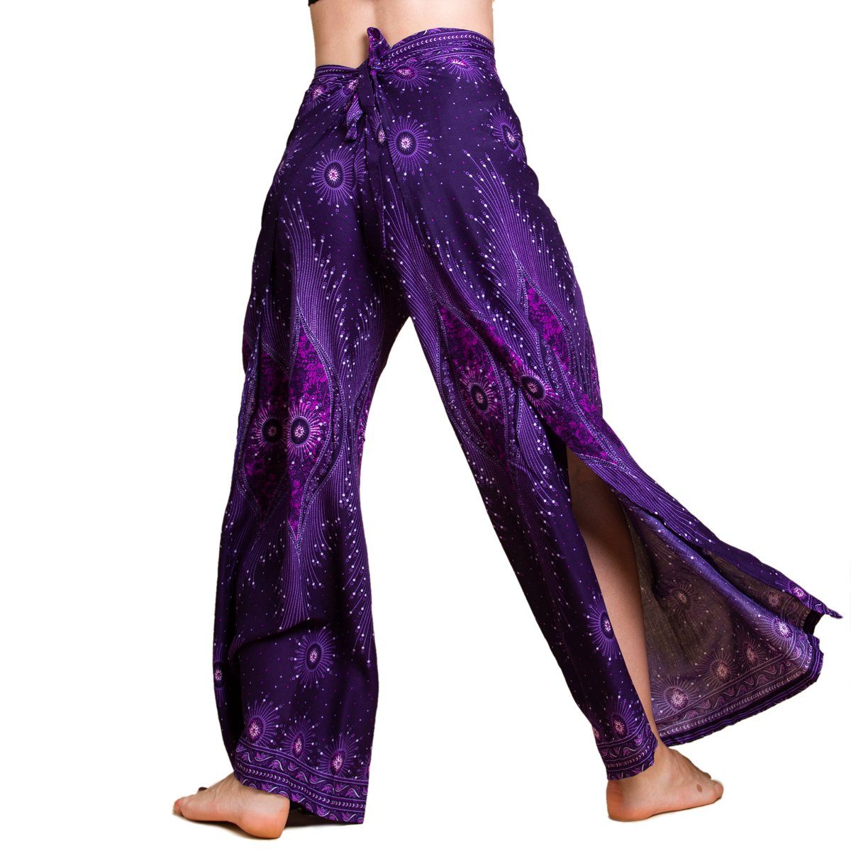 PANASIAM Stoffhose Sunshine Pants Wickelhose purple aus Peacock im Viskose Palazzohose Hose Boho Hosenrock Design natürlicher Pareo langer Haremshose