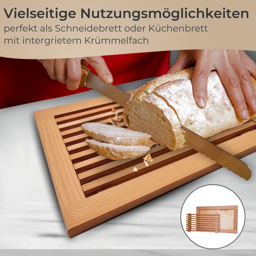 Topanbieter999 Brotschneidebrett Buchenholz mit Krümelfach 40 x 25 cm, Buchenholz, hergestellt in Europa – Bild 4 von 5