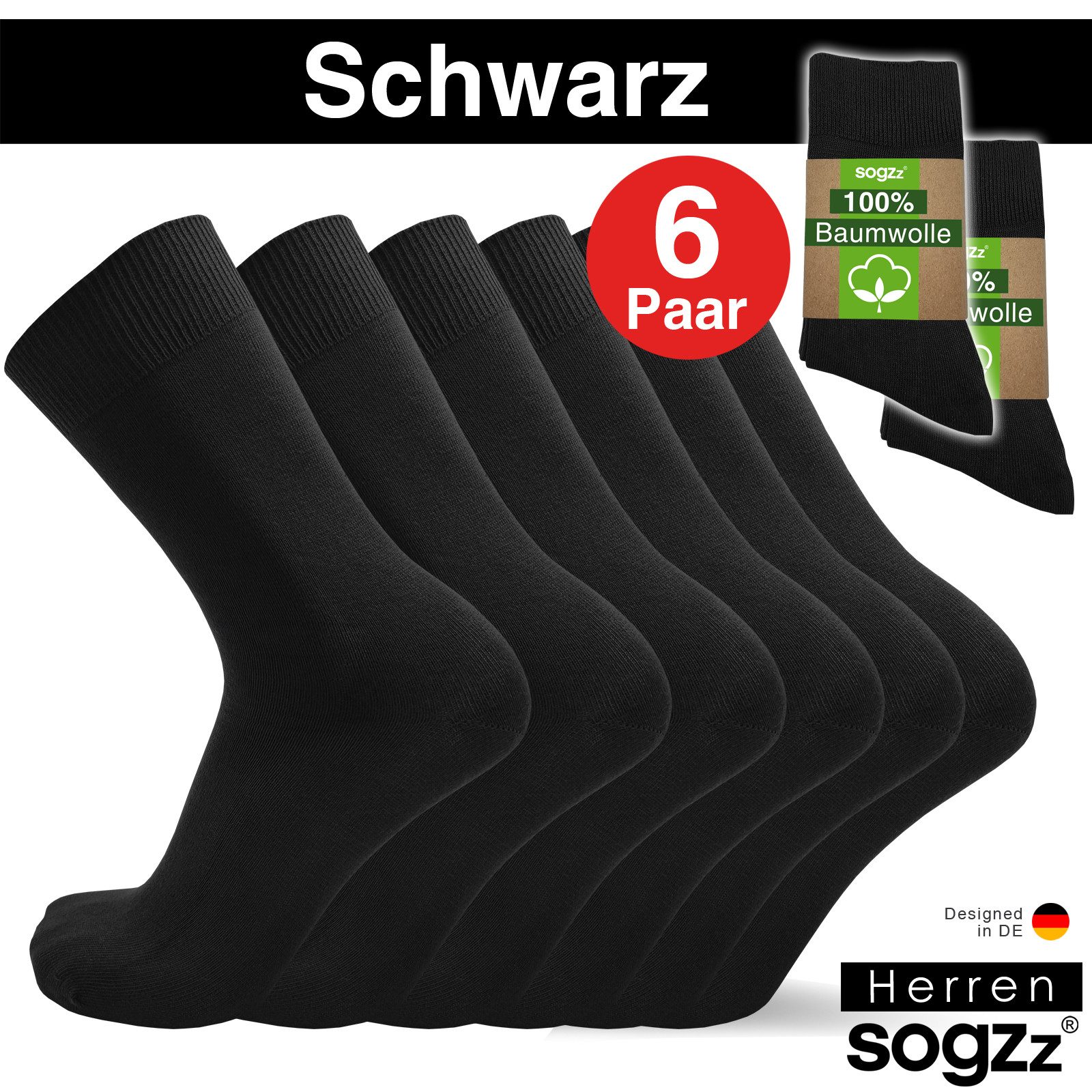 sogzz Businesssocken 6-12 Paar 100% Baumwolle Herren Herrensocken Schwarz Weiß Braun Blau (Business & Freizeit Socken, 6-Paar)