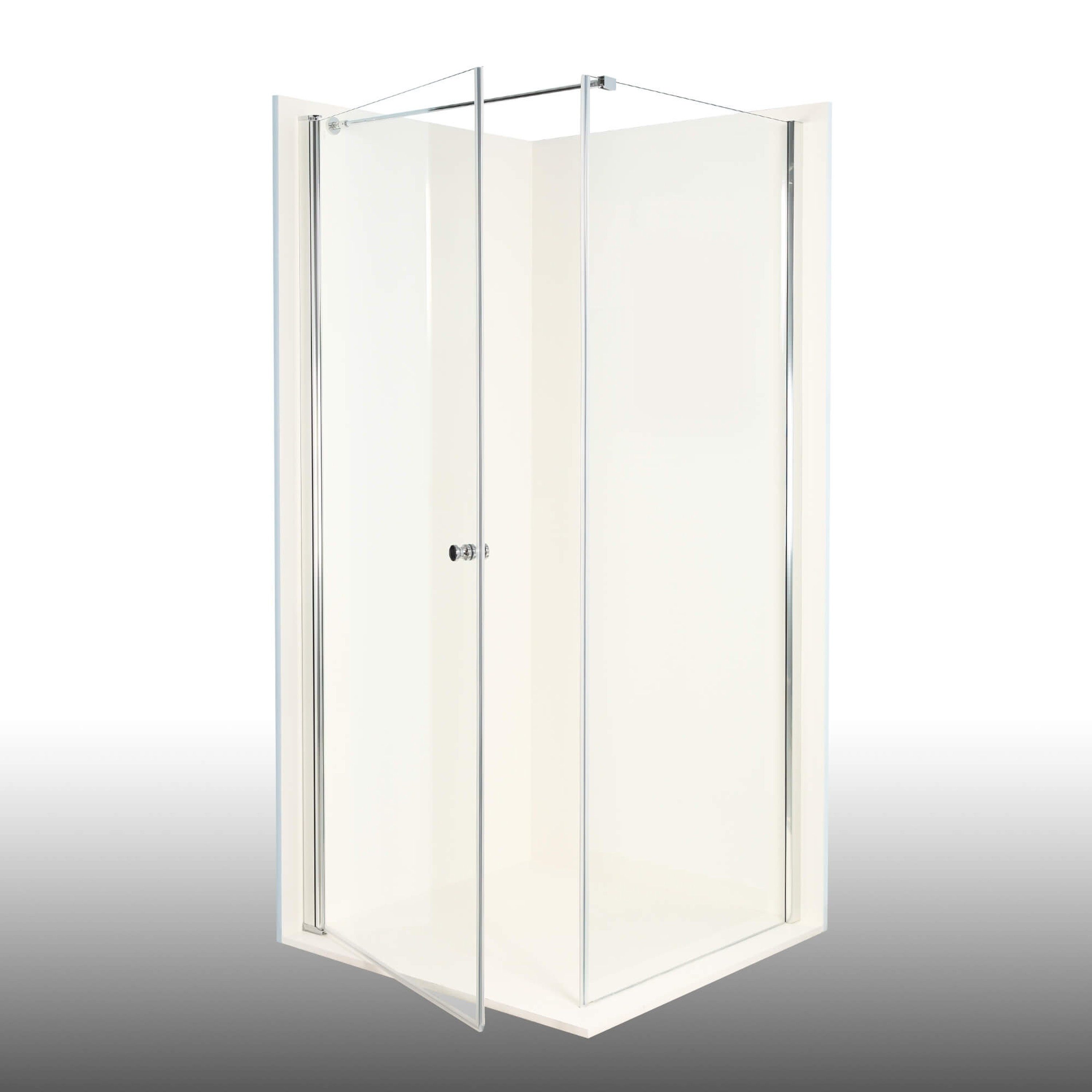 Dusbad Eckdusche Dusche Dusbad Vital 2 Drehtür links + Duschwand rechts, BxT: 90x80 cm, ESG-Glas