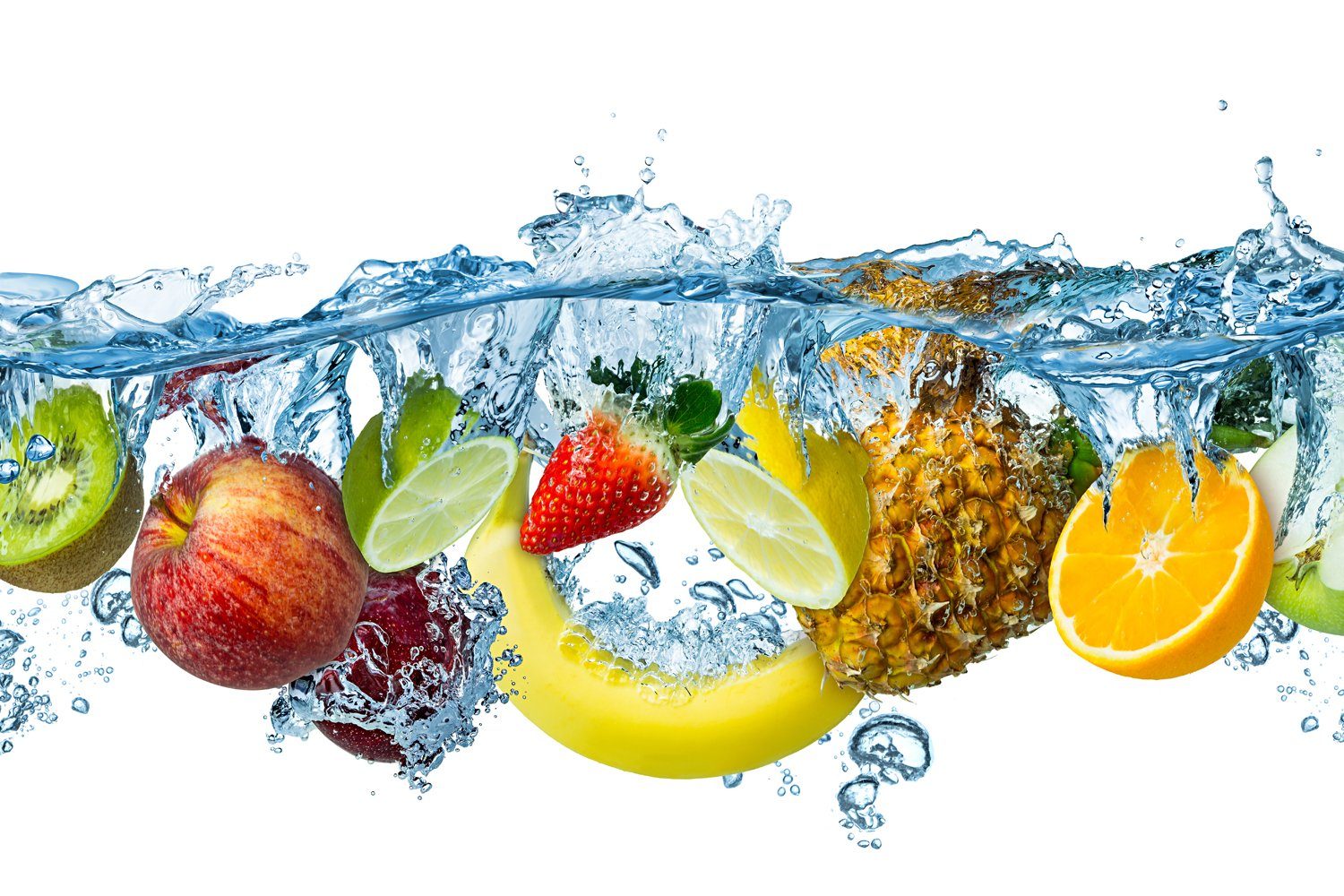 queence Küchenrückwand Obst - Früchte - Wasser - Spritzschutz Wandschutz für Herd & Spüle, (1-tlg), 60x40x0,3 cm - Hitzebeständig - Herdspritzschutz - Alu-Dibond