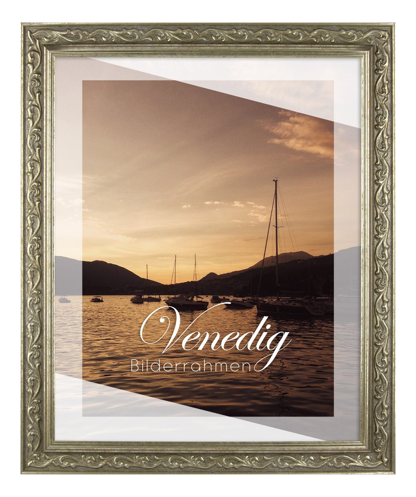 BIRAPA Einzelrahmen Bilderrahmen Venedig, (1 Stück), 20x20 cm, Silber Vintage, Holz