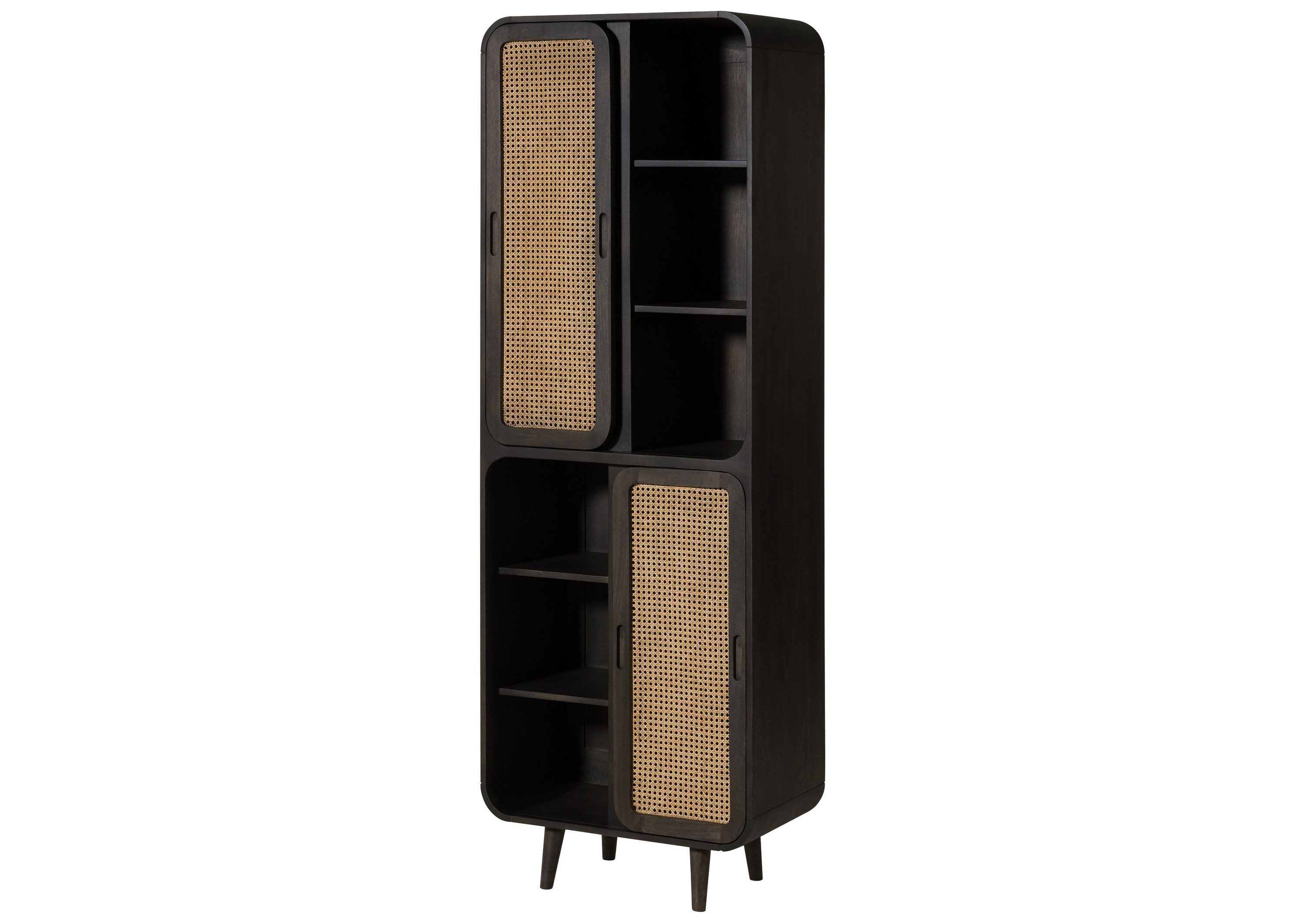 Massivmoebel24 Dreh-/Schwebetürenschrank VALENCIA (Mango 70x40x200 dunkelgrau lackiert VALENCIA #215) Mango 70x40x200 dunkelgrau lackiert VALENCIA #215