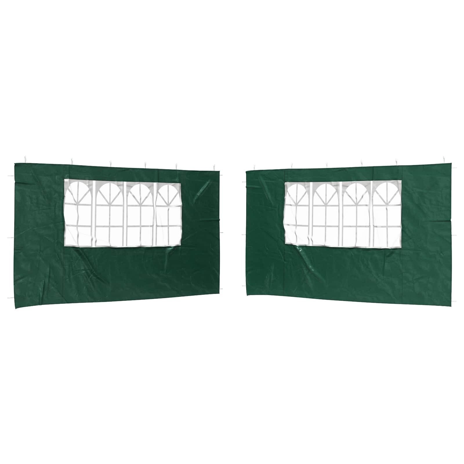 vidaXL Partyzelt Party Zelt Seitenteil 2 pcs 400 x 195 cm Grün PE und Stahl