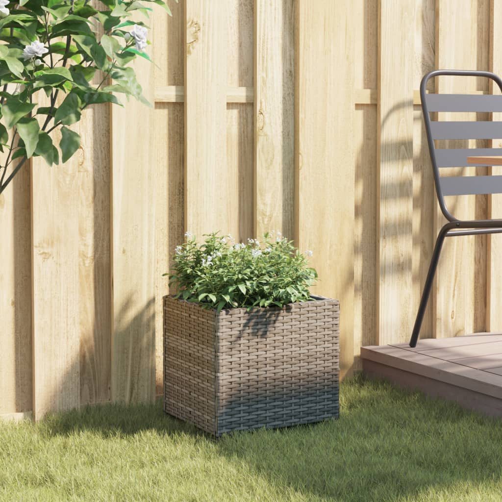 vidaXL Blumentopf Pflanzkübel Grau 36x30x32 cm Poly Rattan (1 St)