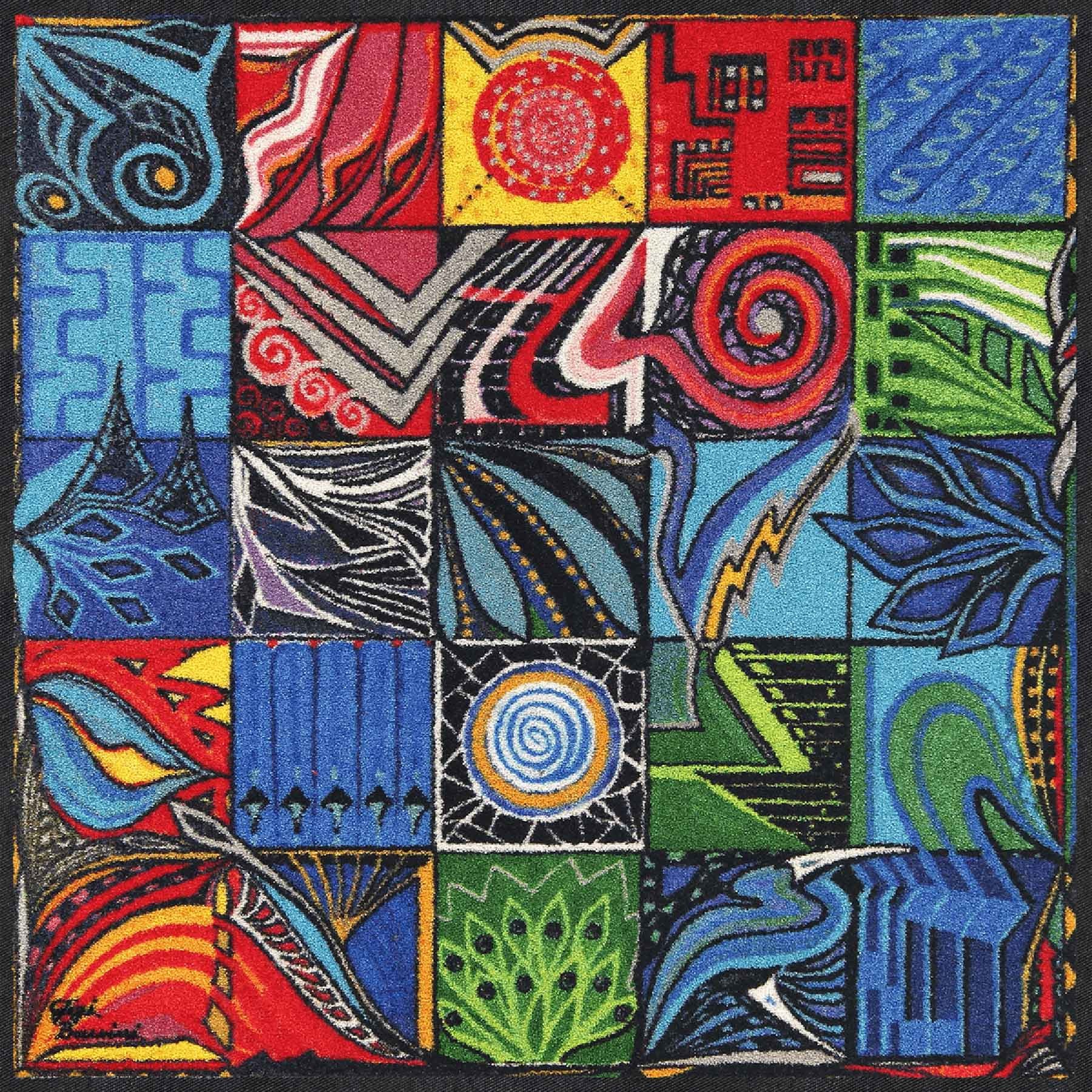 Salonloewe Teppich Fußmatte 85x85 Gemelli blau quadratisch, Quadratisch, Hö günstig online kaufen