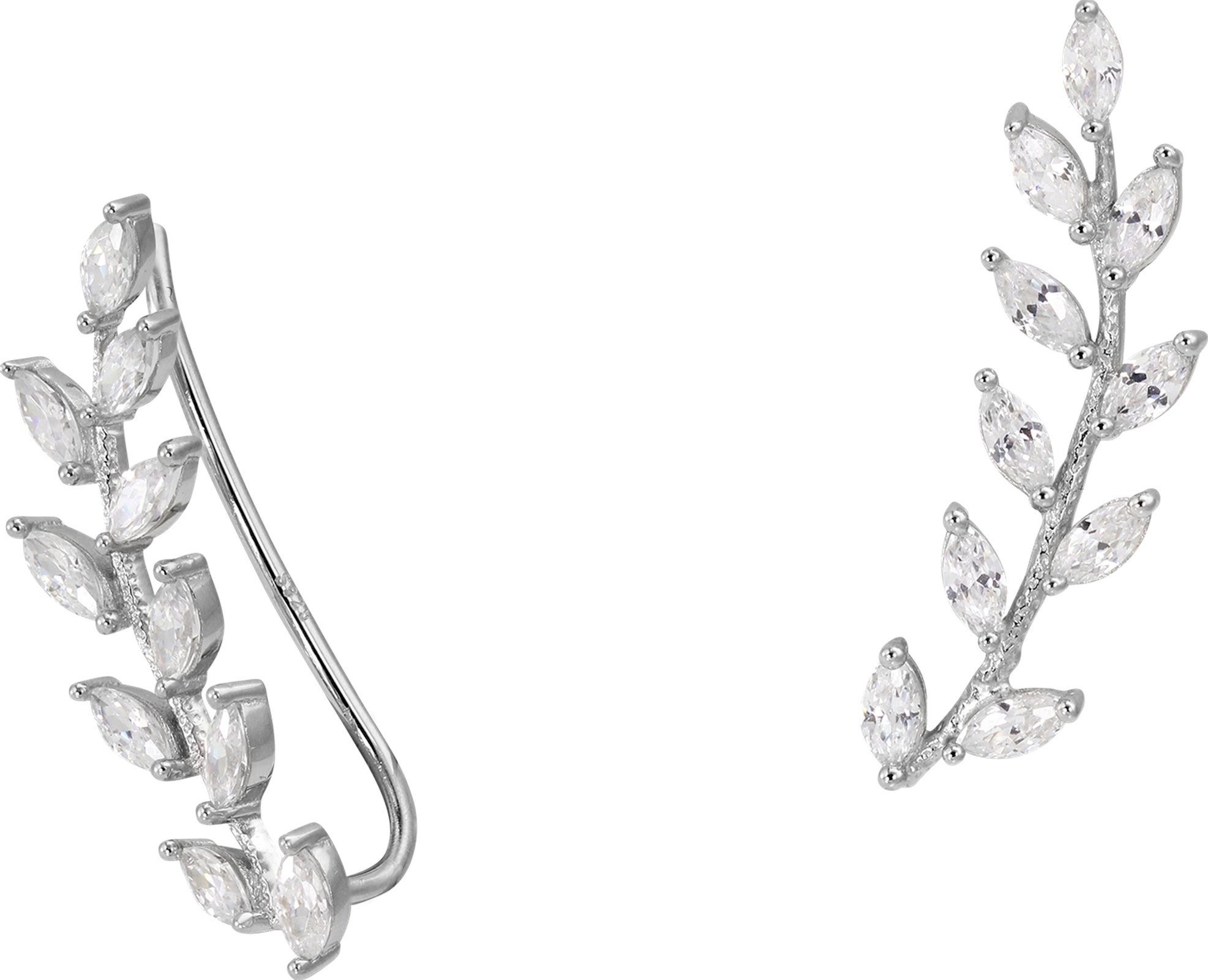 Paar Ohrklemmen SilberDream weiß Ear Cuff Ranke Ohrringe