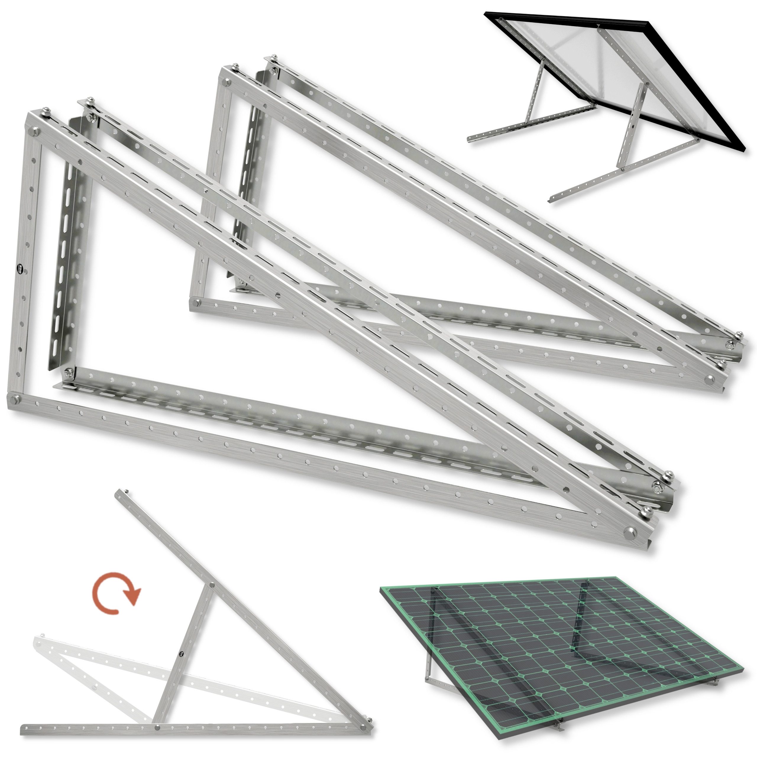 Balkonkraftwerk Set Halterung Solarmodul starke Schienen verstellbar 0°-45° Halter PV