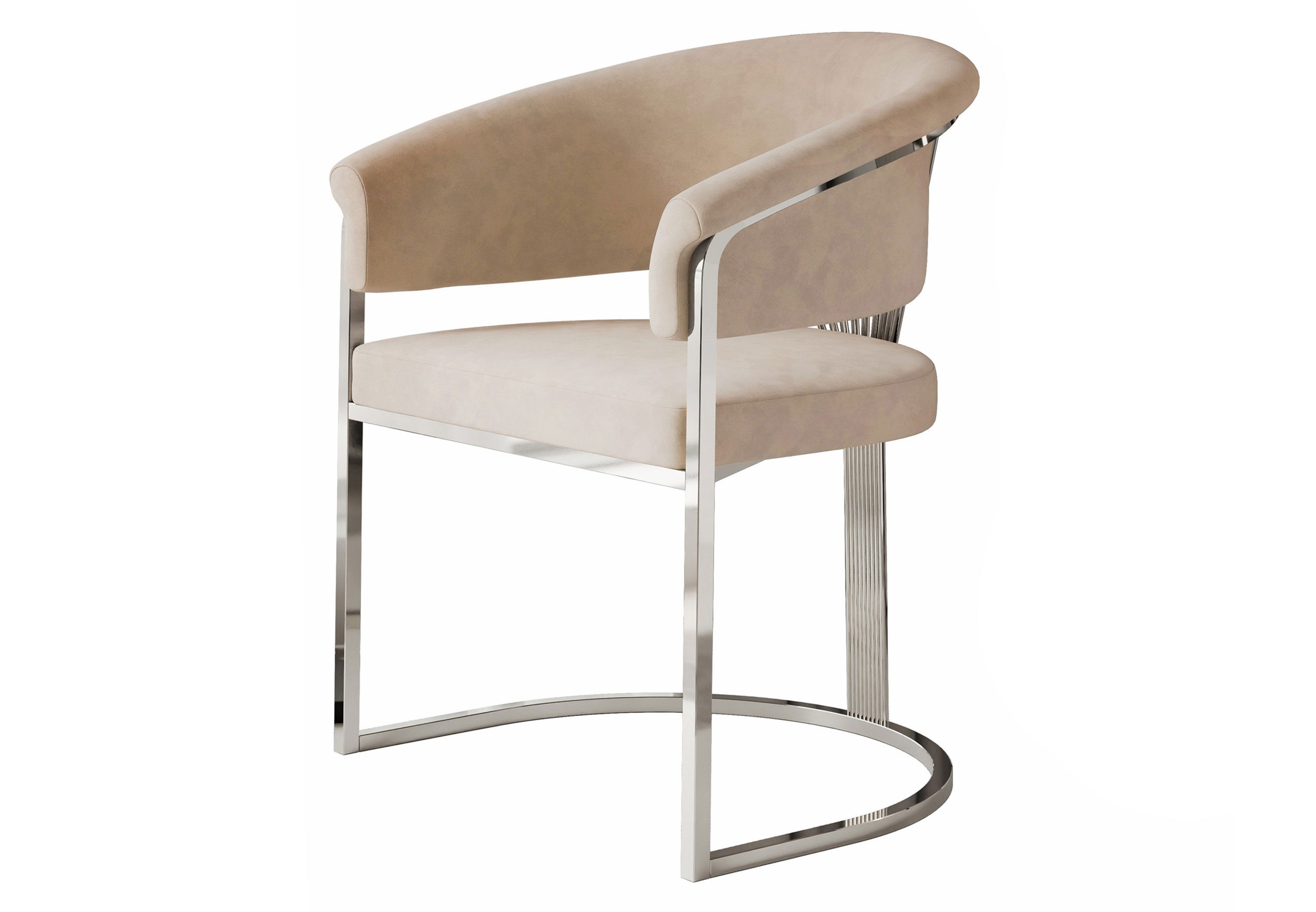 Polsterstuhl MOUNIR BEIGE mit einem silberfarbenen, verchromten Gestell