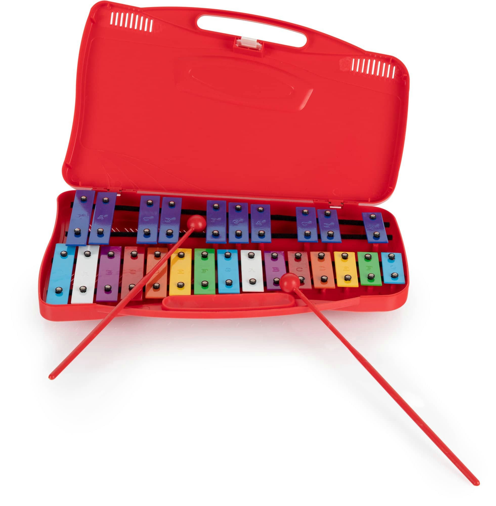Classic Cantabile Glockenspiel GSR-25 Sopran Glockenspiel chromatisch 10x Set - Im praktischen Koffer,Sparset, 10-St., 10x Glockenspiel und 10x Schlägel, Perfekt gestimmtes Sopran Glockenspiel