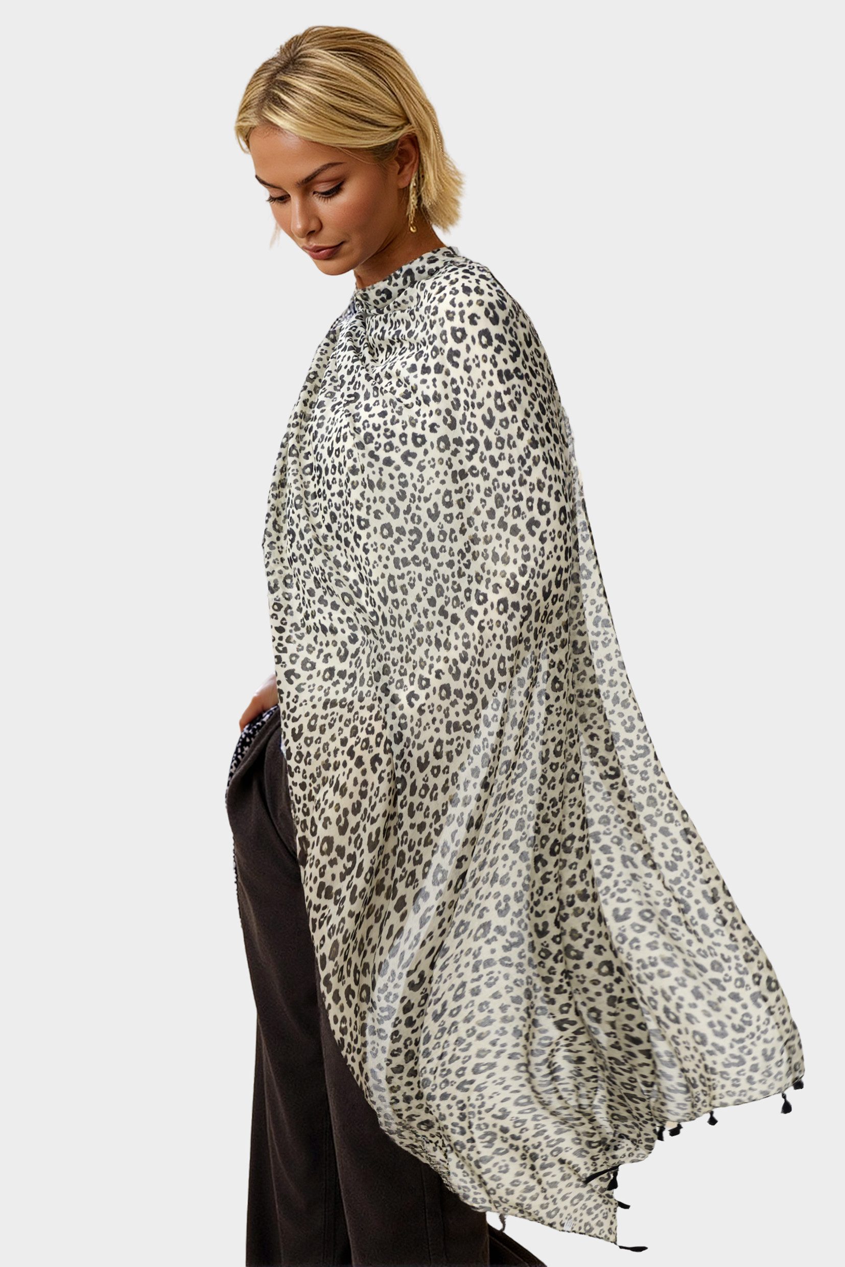 FS Collection Modeschal Damen Leopardenmuster Schal – Weich, Leicht & Vielseitig, 100% Polyester – weich, leicht & formbeständig