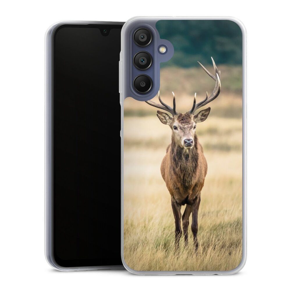DeinDesign Handyhülle Hirsch Wald Wiese König des Waldes, Samsung Galaxy A15 5G Slim Case Silikon Hülle Ultra Dünn Schutzhülle