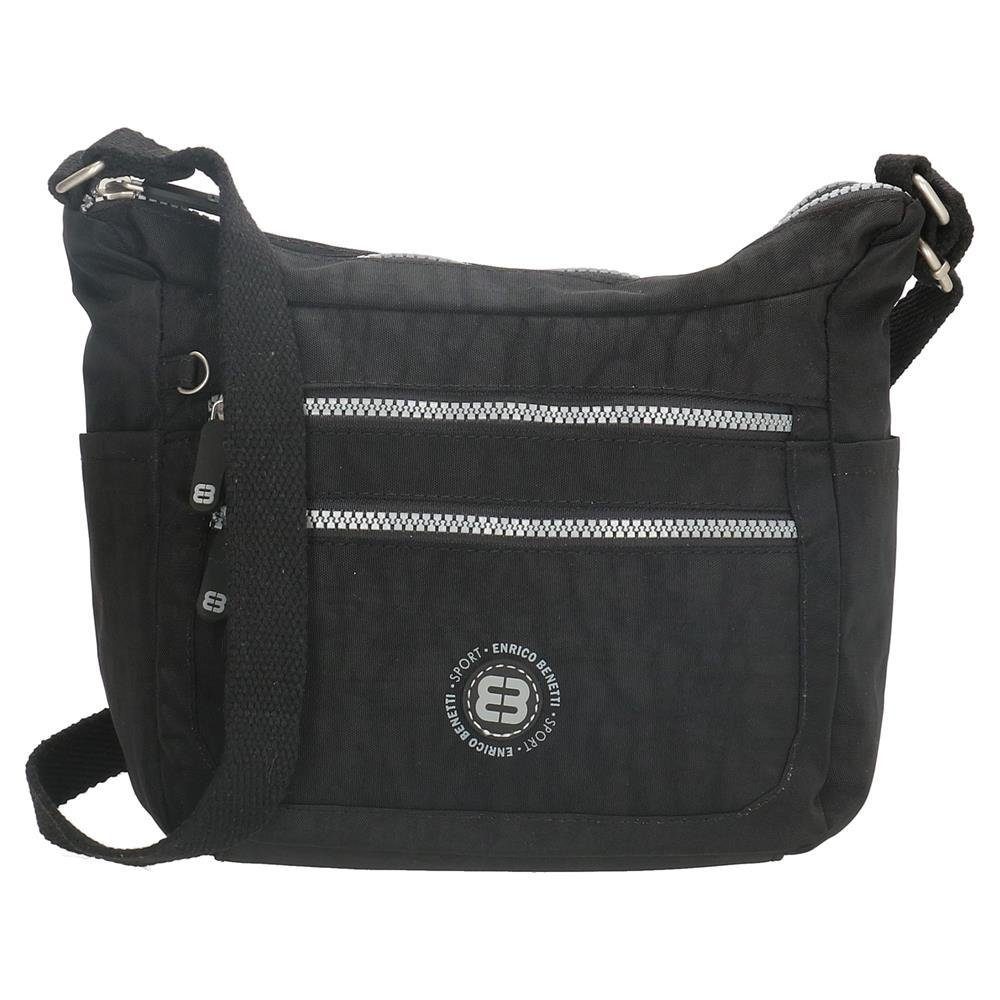 Enrico Benetti Handtasche kleine leichte Umhängetasche mit vielen Fächern, schwarz