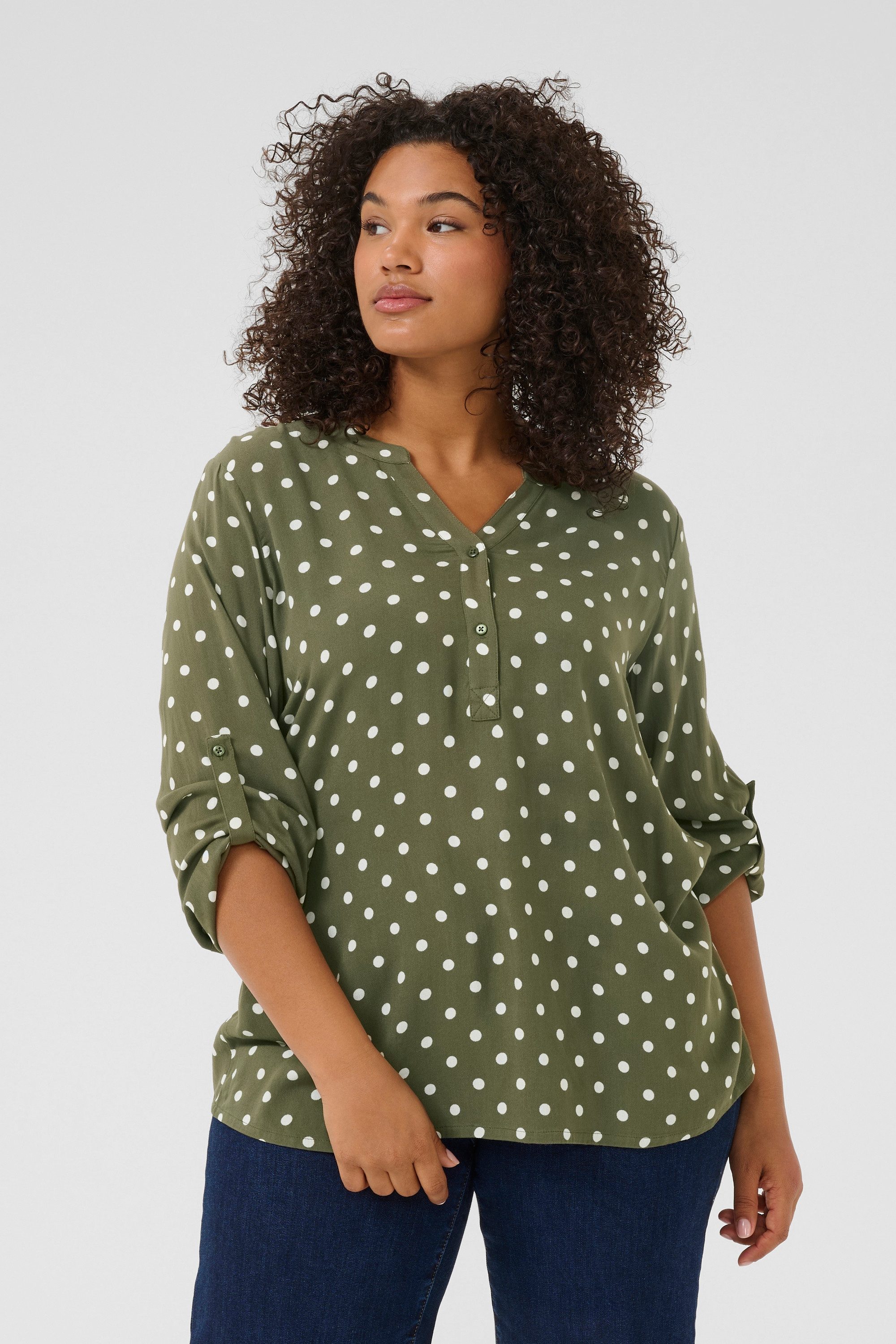 KAFFE Curve Langarmbluse Langarm-Bluse KCsida Große günstig online kaufen