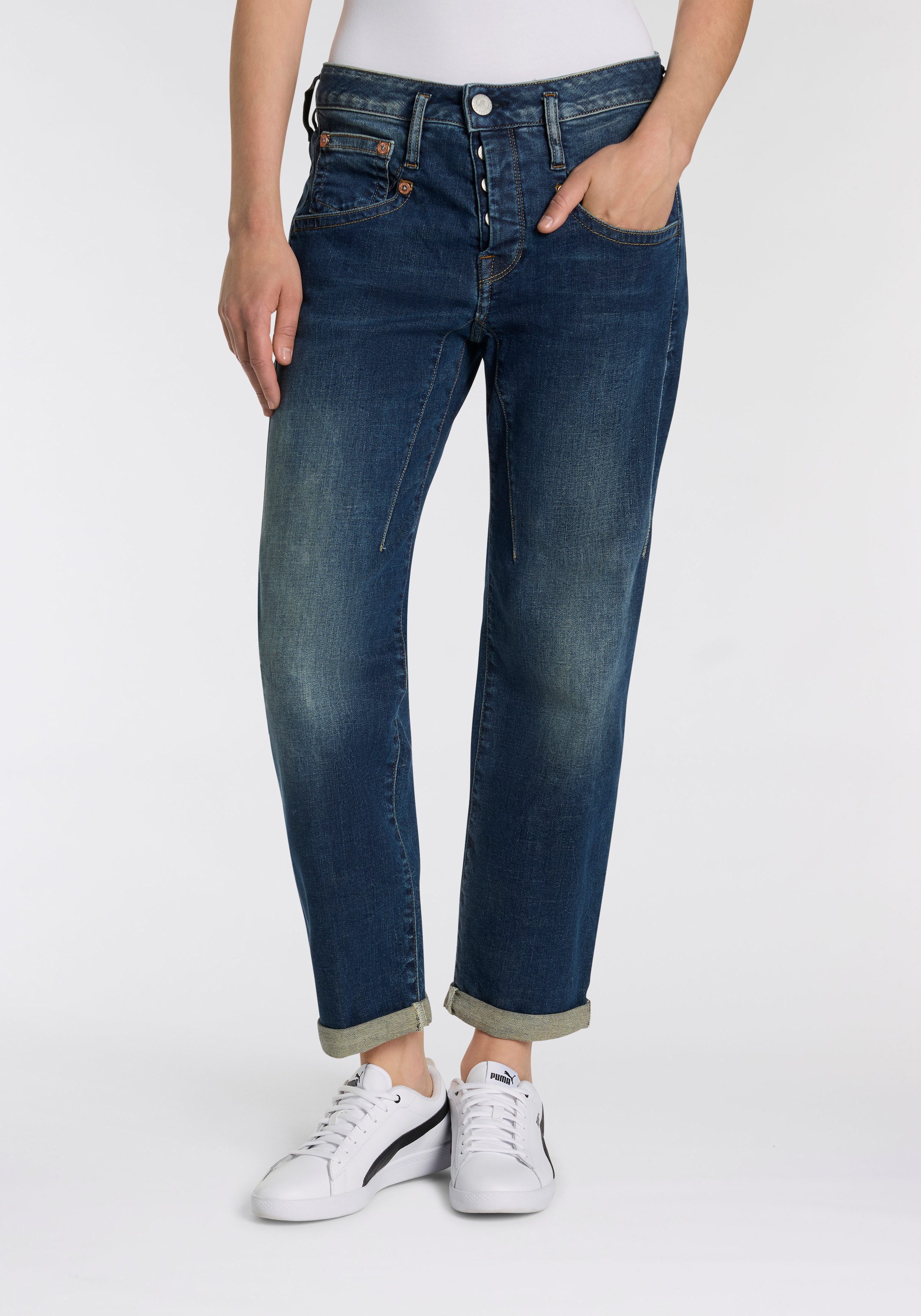 Herrlicher Boyfriend-Jeans Shyra Tap Denim mit halbverdeckter Knopfleiste günstig online kaufen