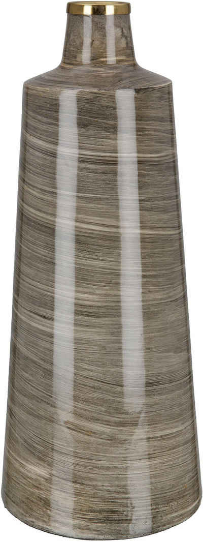 GILDE Tischvase Stripes (1 St), Vase aus Metall, kegelförmig