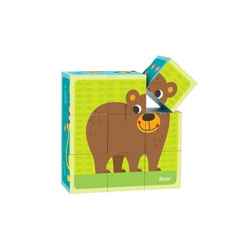 Tooky Toy Würfelpuzzle Würfelpuzzle TL690, aus Holz, 15 Puzzleteile, 15-teiliges Tierblockpuzzle, ab 2 Jahren