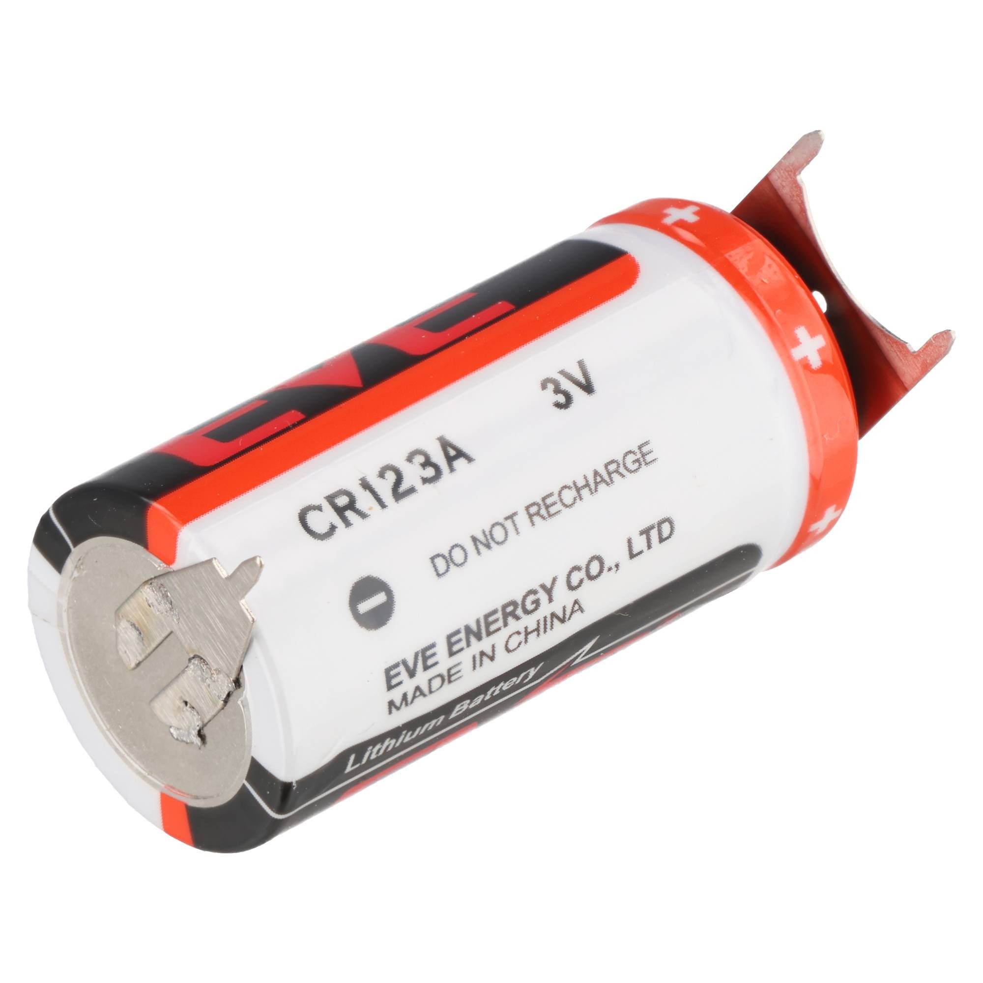 EVE CR123A Batterie mit 3er Printanschluss 2er Print + 1er Print - Kontak Fotobatterie, (3,0 V)