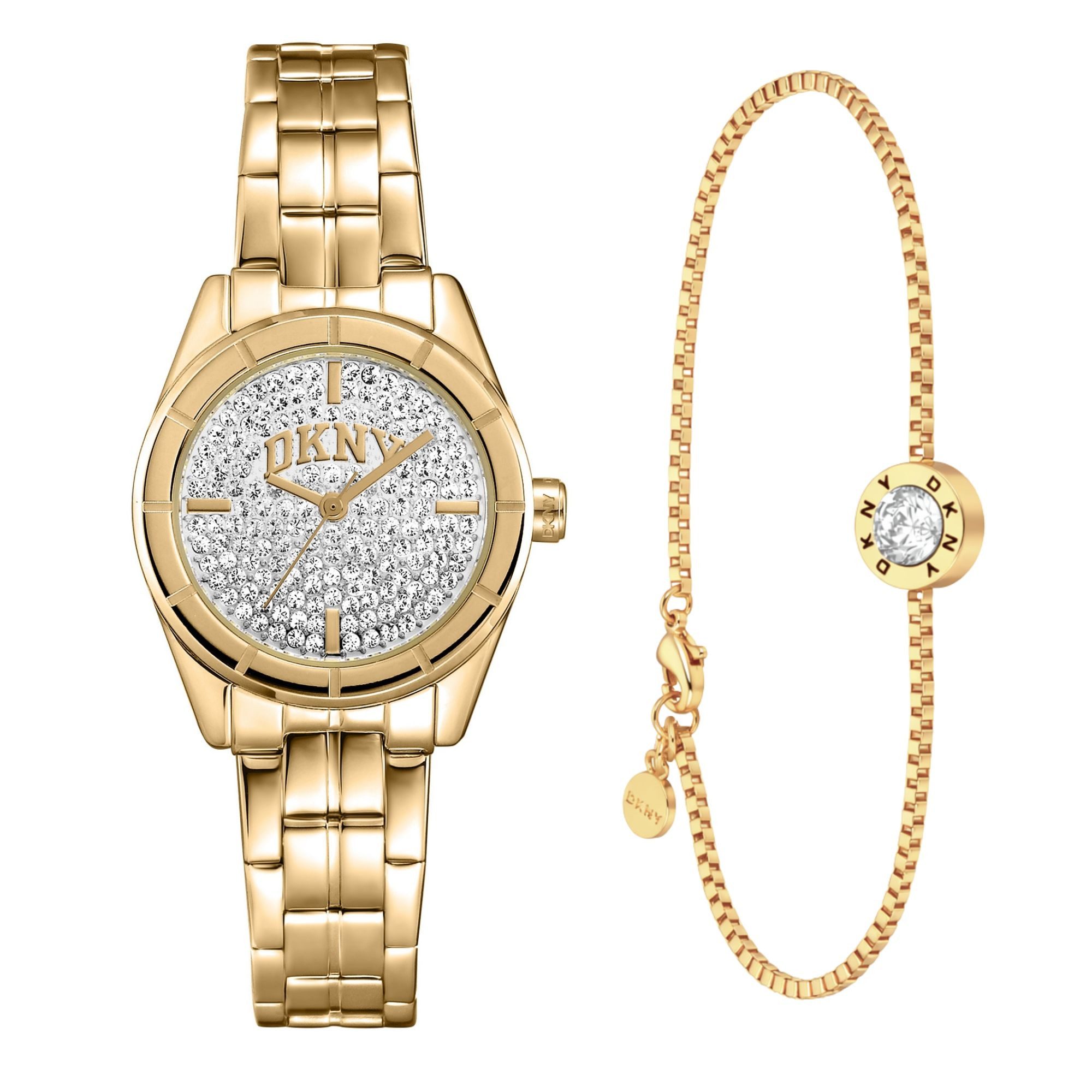 DKNY Quarzuhr Evening Watch DK1L169M0225, (Set, 2-tlg., mit Armband), Armbanduhr, Damenuhr, Edelstahlarmband, Ideal auch als Geschenk